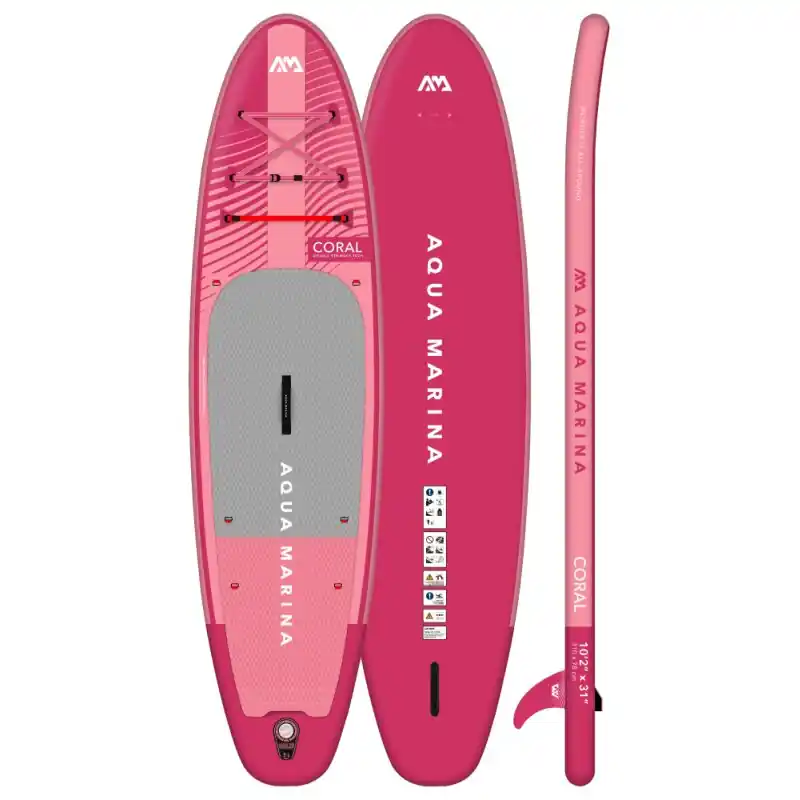 i-SUP Aqua Marina Coral Raspberry 2025 - 10,2" x 31" x 4‘75" KOMPLETTSET Neue Ware