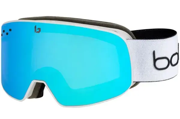Bolle NEVADA SMALL Schneebrille white corp matte/light vermillon blue semi polarized Warehouse One Sonderaktion