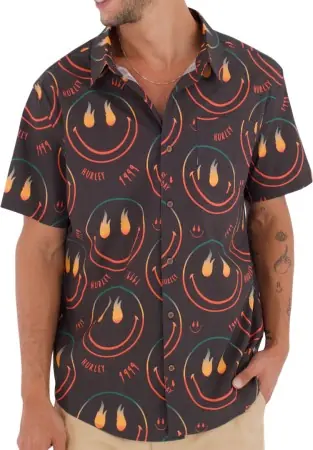 Hurley PRINTING PRESS HAPPY FACE Hemd black Warehouse One Online Kaufen