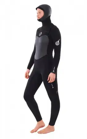 Rip curl WOMENS FLASHBOMB HOODED 6/4 CHEST ZIP Full Suit black Warehouse One Angebot