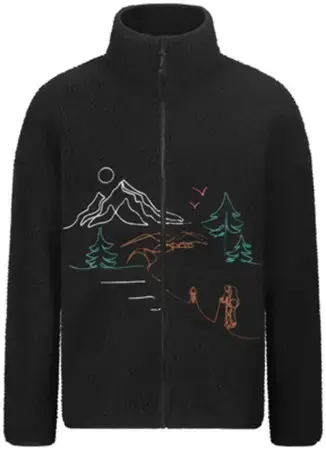 Picture HAFDALS EMB Zip Fleece black Warehouse One Echt