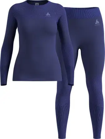 Odlo SET FUNDAMENTALS PERFORMANCE WARM WOMEN Longsleeve & Hose skipper blue Warehouse One Sonderaktion