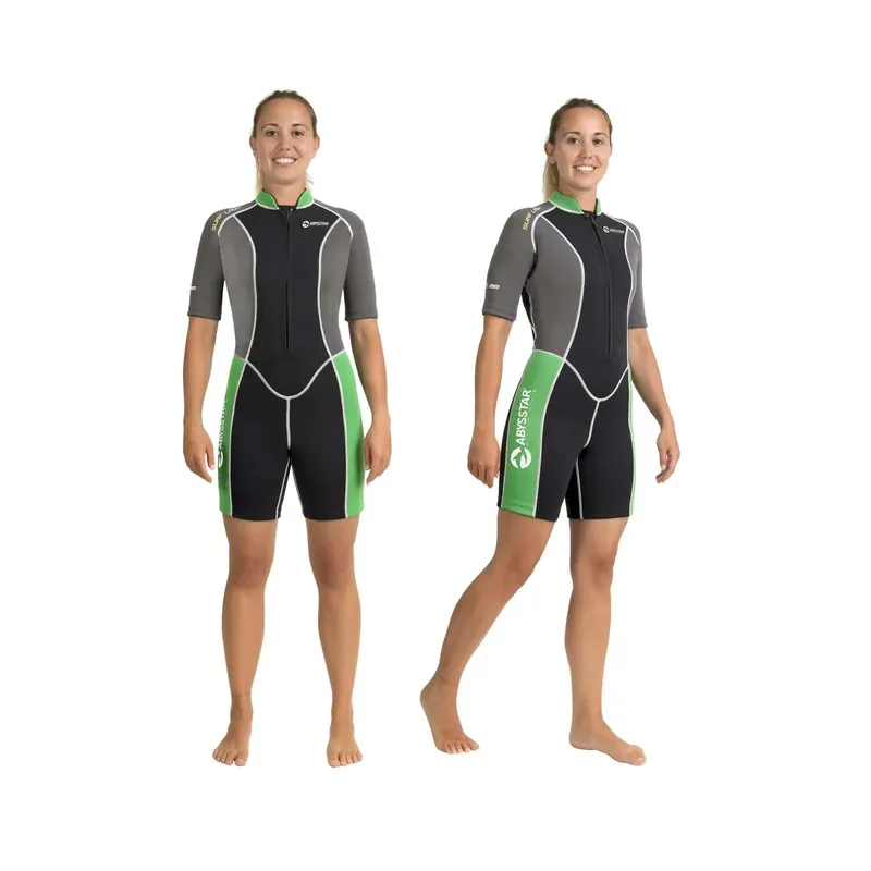 Snorkeling Short Wetsuit Surf Woman 2,5mm Black-Grey-Green XL Abysstar 69499 Schnäppchen