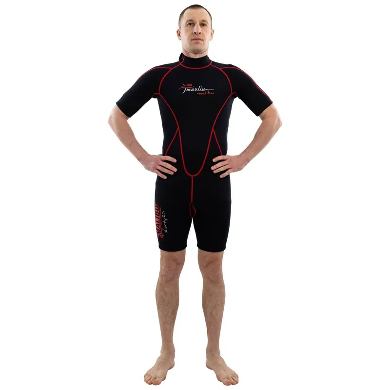 Shorty Wetsuit Malibu Man 2.5mm Black-Red Size L Marlin 118336 Günstig