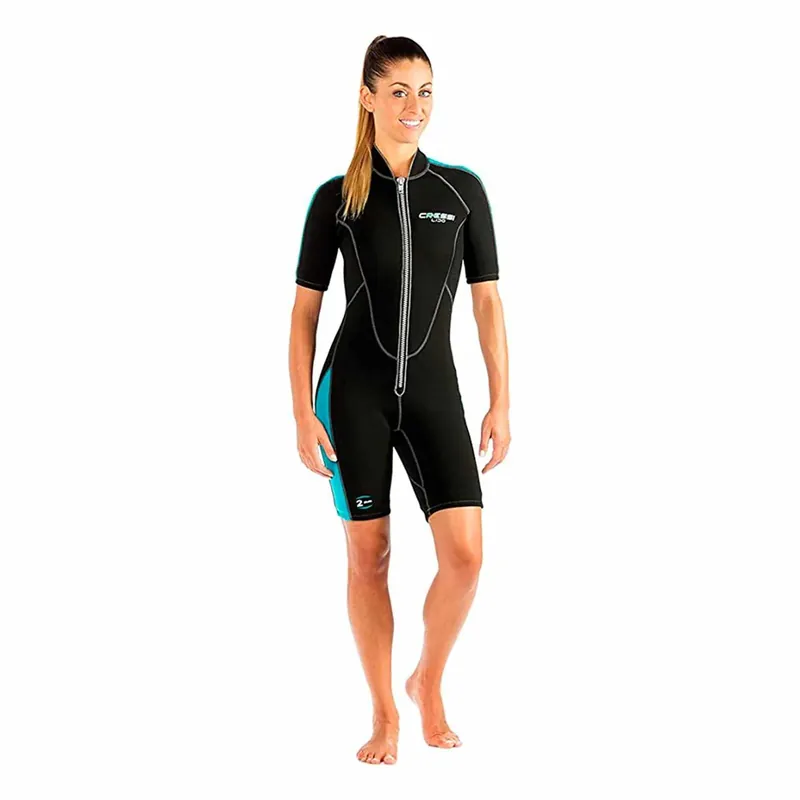 Schnäppchen Shorty Wetsuit Lido Woman 2mm Black-Aquamarine S-2 Cressi LV457002