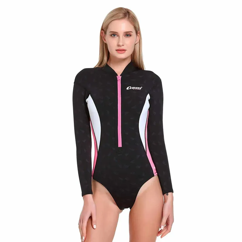 Swimsuit Thermal Ultraspan Woman 2mm Black-Pink White Long Sleeve S-2 Cressi XDG0001012 Preis Gesenkt