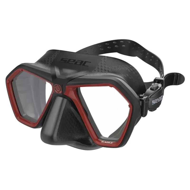 Heißes Angebot Freediving and Spearfishing Mask Eagle Black-Red Seac 75-66R-SBL