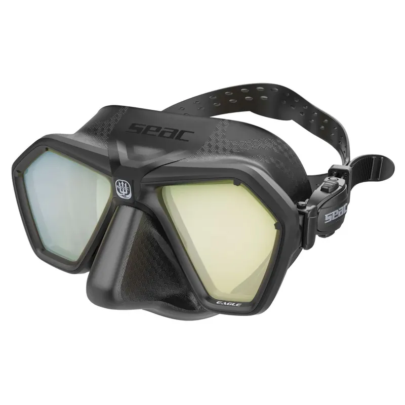 Bestseller Freediving and Spearfishing Mask Eagle Mirrored Lenses Black-Yellow Seac 75-66NY-SBL-LS