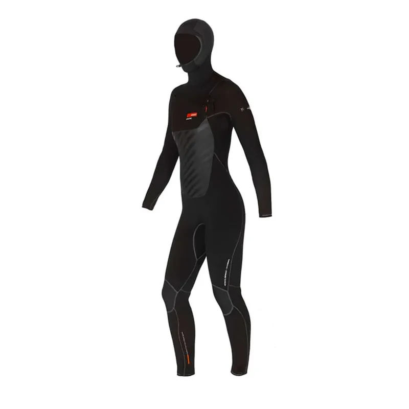Full Wetsuit Amazone Hooded Women Chest Zip 6-4 Black-Orange Size 10-L RRD 25AMCZ64H10 Highlight
