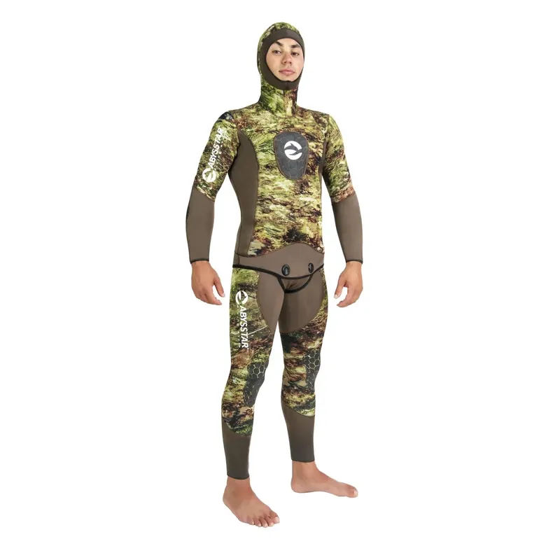 Ausverkauf Spearfishing Full Wetsuit Grouper Evo Man 7mm Camo-Green S Abysstar 69139
