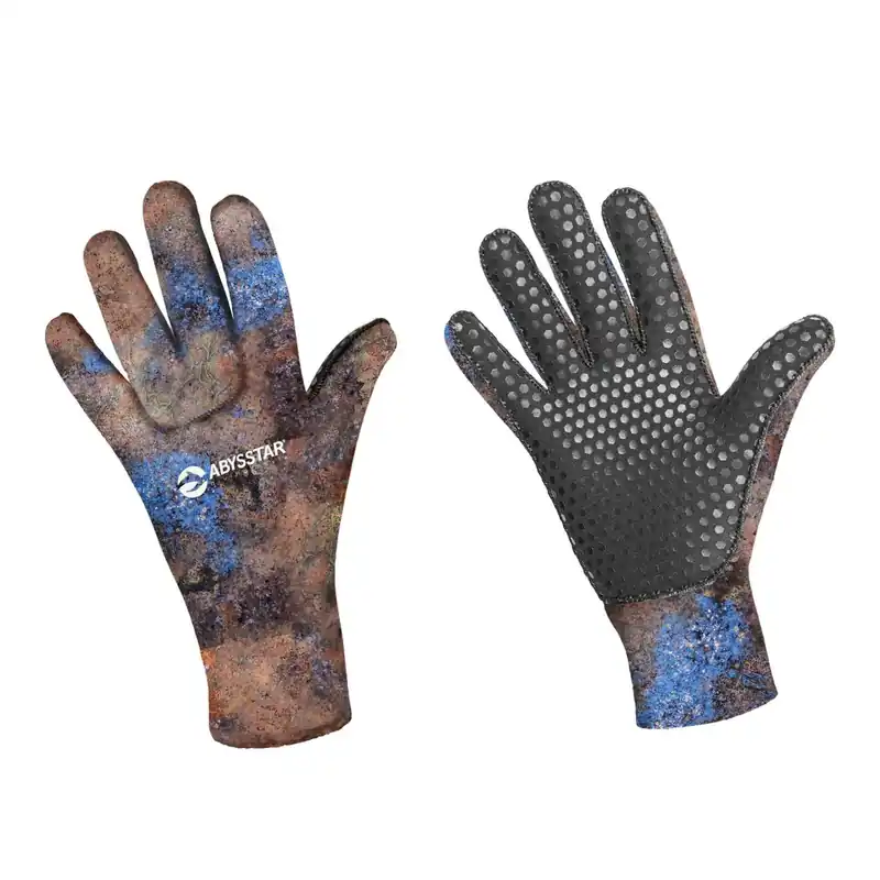 Spearfishing Gloves Octoskin 3mm Camo-Brown-Blue XL Abysstar 59048 Rabatt