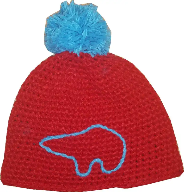 Eisbär Mütze Jay Pompon rot/blau mit Pommel WSE-17805 Markenware