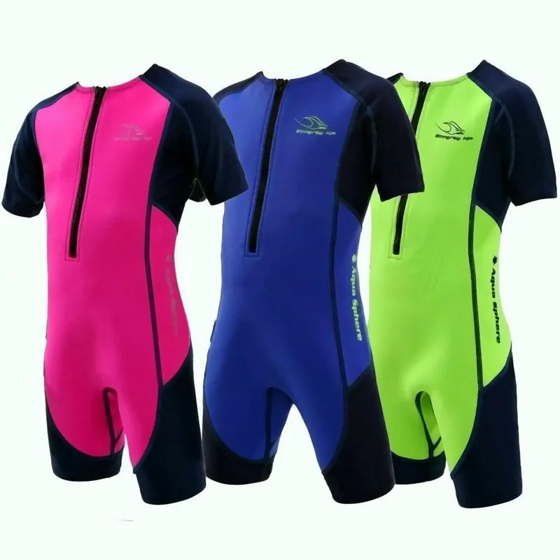 Aqua Sphere STINGRAY Kinder UV Shortie Badeanzug Neopren Shorty alle Varianten Spring Suit - Größe Gr 128-8 - Farbe green Wassersporteuropa Nur Für Kurze Zeit