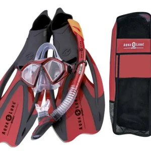 Billig Aqua Lung Proflex X Set Aqualung Rot Silikon Maske Flossen ABC Schnorchel+Tasche - Größe 36-38+Tasche Wassersporteuropa