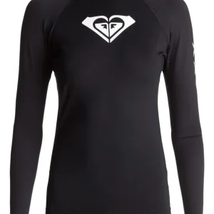 Finale Aktion ROXY Whole Hearted Damen Rash Guard Lycra Skins L/S UV-Shirt Black - Größe XL Wassersporteuropa