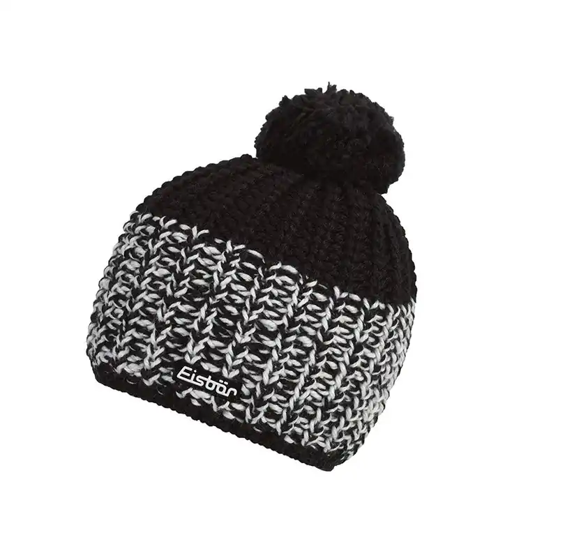 Highlight Eisbär Mütze Focus Pompon Bommel Unisex Strickmütze schwarz/weiß WSE-36642