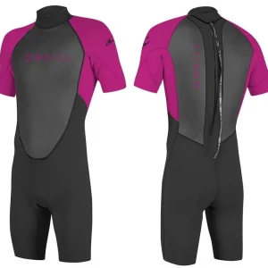 Must-Have O‘NEILL Youth REACTOR II Shorty Kinder Neoprenanzug super Stretch Neopren - Größe 14 (155-163) - Farbe PINK Wassersporteuropa