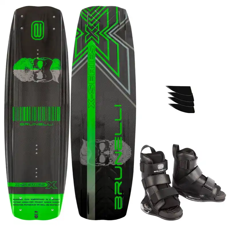 Top-Seller BRUNELLI CARBON Wakeboard SET 138 cm Wake Binding Wakeboardbindung Wake Board - Groesse S-M (38-42) Wassersporteuropa