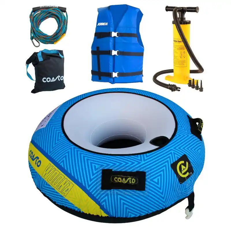 Beliebt COASTO WOONA 1 Personen Towable Package Reifen inkl Universal Weste Rope & Pumpe - Variante Tube+Leine Wassersporteuropa