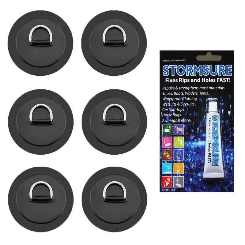 Knallerangebot BRUNELLI D-RING PAD Set SUP Board Kajaksitz Befestigung 6x Patch inkl 15g Kleber SUP Board Wassersporteuropa