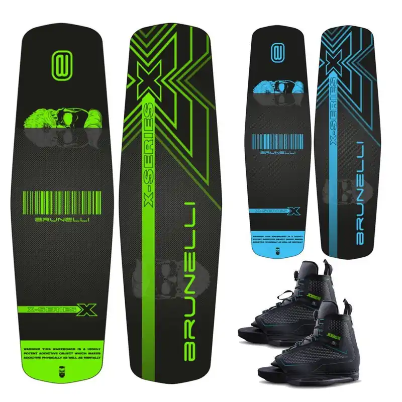 Abverkauf BRUNELLI Wood Flex Pro Cable Park SET Wakeboard Grindbase Jobe Maze Wake Bindung - Groesse Blue 136cm- Jobe Maze Wassersporteuropa