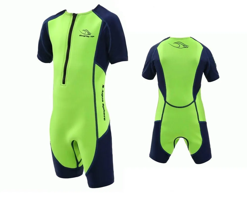 Aqua Sphere STINGRAY HP2 Kinder UV Shortie Badeanzug Neopren Shorty Wetsuit grün - Groesse Gr 80-1 Wassersporteuropa Wochenendangebot
