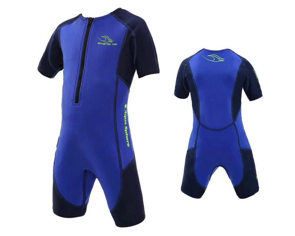 Aqua Sphere STINGRAY HP2 Kinder UV Shortie Badeanzug Neopren Shorty Wetsuit blue - Groesse Gr 116-6 Wassersporteuropa Sichere Zahlung