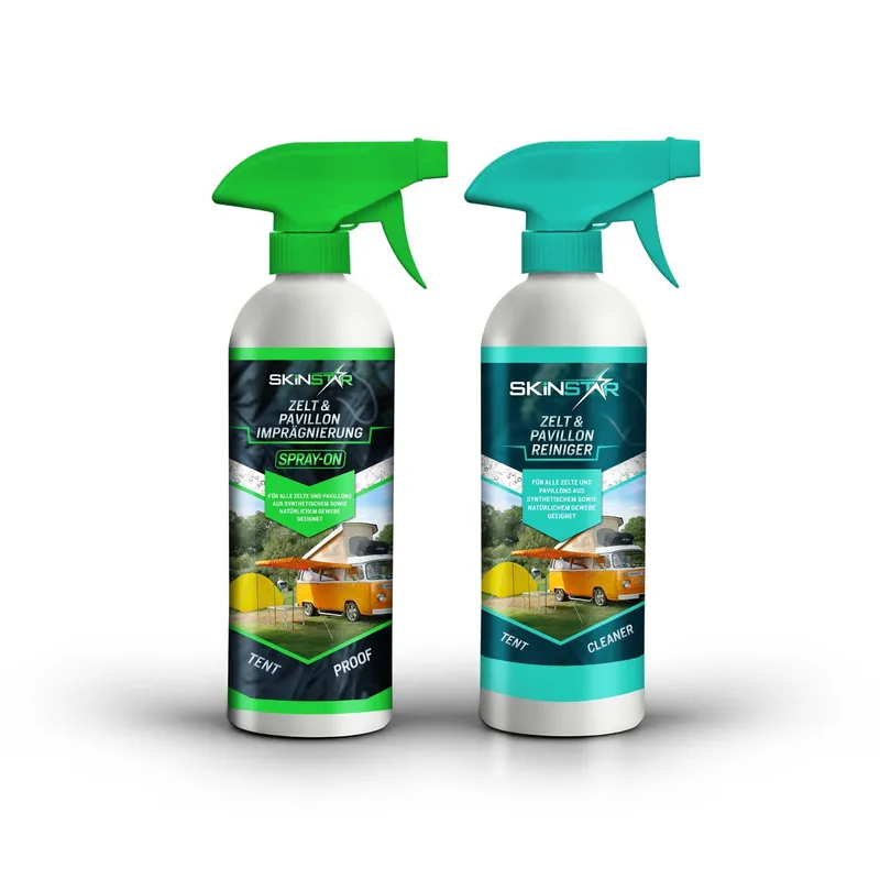 SkinStar Zelt & Pavillon Reiniger + Spray-On Imprägnierung Doppelpack je 500ml Wassersporteuropa Geprüft