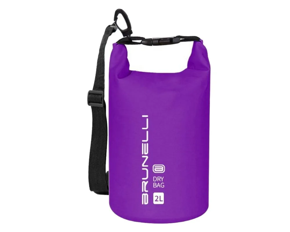 Heißes Angebot BRUNELLI 2L Dry Bag Wasserdichter Seesack Rucksack Packsack Trockensack mit Schultergurt lila Wassersporteuropa