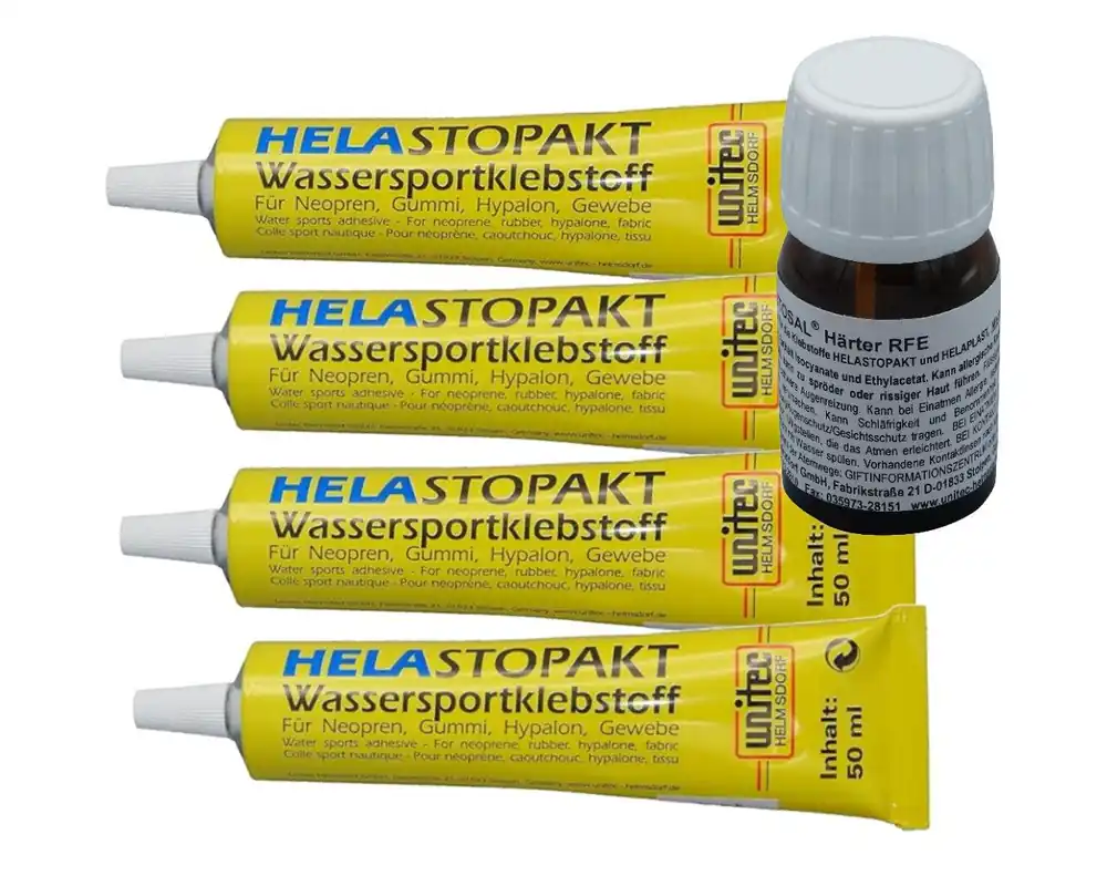 HELASTOPAKT Wassersportklebstoff Tube Deckpad SUP Kleber ELASTOSAL Härter RFE - Menge 200g + 10g HÄRTER Wassersporteuropa Meistverkauft