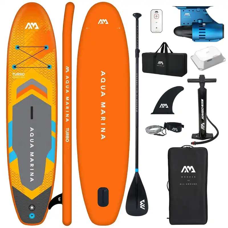 Aqua Marina Turbo GO SUP Board mit Bluedrive-S Motor Elektroantrieb - Groesse 10.10 (330cm) Wassersporteuropa Aktuell