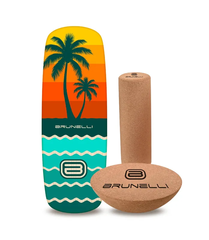 Brunelli Balance Board Komplettset Balanceboard Halbkugel Korkrolle - Inhalt Rolle+Halbkugel+Pill 74cm Wassersporteuropa Zertifiziert