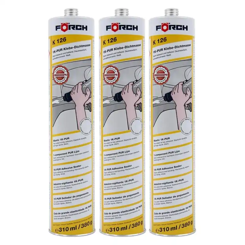 3x Förch K126 1K-PUR KLEBE-DICHTMASSE schwarz 310ml Schweller Spoiler Kleber Wassersporteuropa Neu