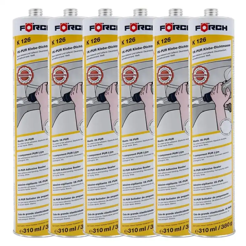 Kracherpreis 6x Förch K126 1K-PUR KLEBE-DICHTMASSE schwarz 310ml Schweller Spoiler Kleber Wassersporteuropa