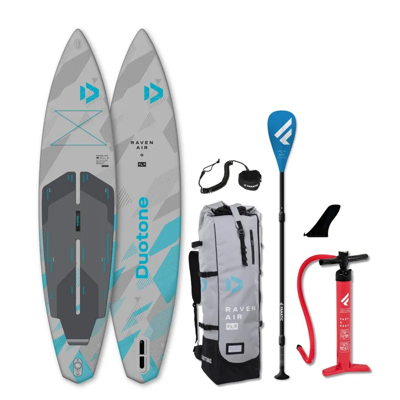 Geprüft DUOTONE RAVEN AIR SLS 12‘6 Touring iSUP SUP Board leicht 7,9 kg SUP Set Rucksack Wassersporteuropa