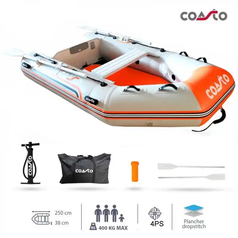 COASTO Schlauchboot mit Dropstitch Boden Dingi Beiboot Motorboot Ruderboot 250cm Wassersporteuropa Bestseller