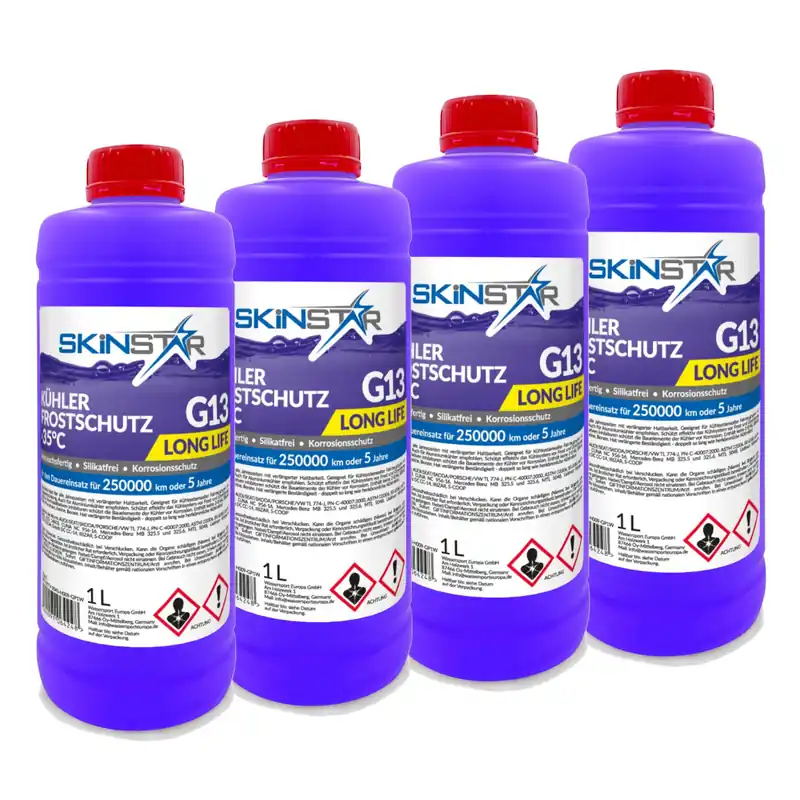 Preiswert SkinStar G13 Kühlerfrostschutz -35°C Kühlmittel Kühlflüssigkeit Auto Antifreeze - Inhalt 3L Wassersporteuropa