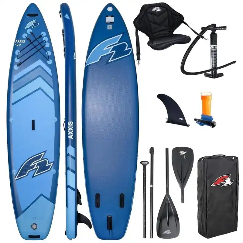 Ausverkauf F2 Axxis Combo 12.2 SUP Set Navy Blue inkl. Kajaksitz & DualTech Padde Wassersporteuropa