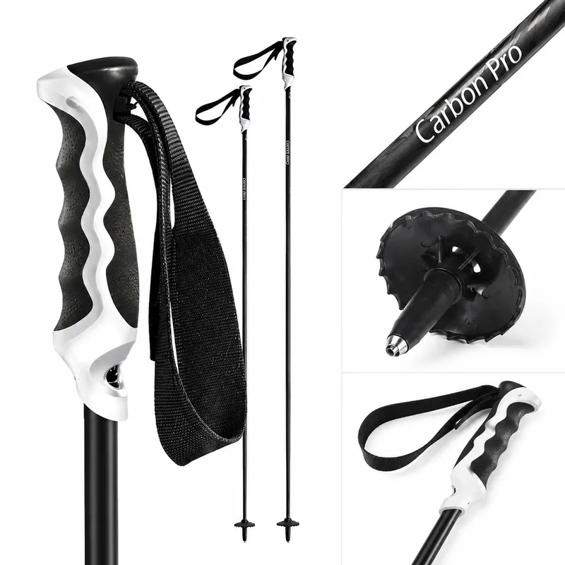 Neue Ware Komperdell Alpin Carbon Skistöcke Duplo-Griff Ski Pole Carbon Skistock Black - Groesse 125 cm 125 cm WSE-13946