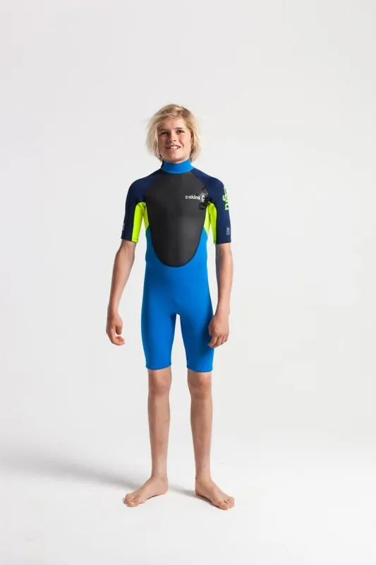 C-Skins ELEMENT Junior Steamer 2,5mm Shorty Neoprenanzug Blue Yellow 8 Jahre/ M Angebot