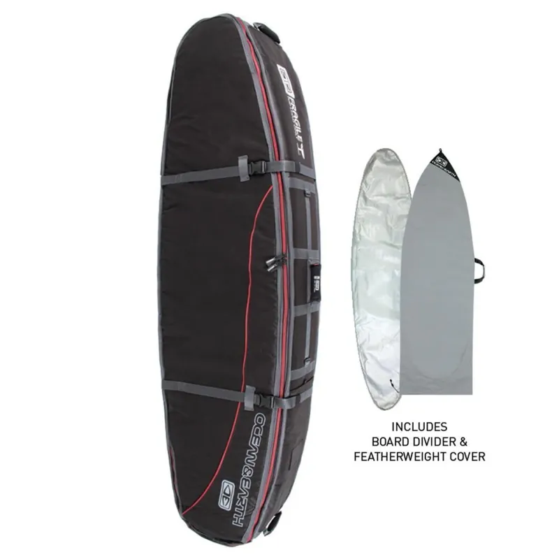 Ocean & Earth Boardbag Travel Quad Coffin Shortboard Cover Black/Red 7´6" Mega-Angebot