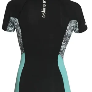Knallerangebot C-Skins UV Skins Solace Women SS Crew Neck Vest Lycra Kurzarm Black/Mono Shells/Ice Blue M/UK10