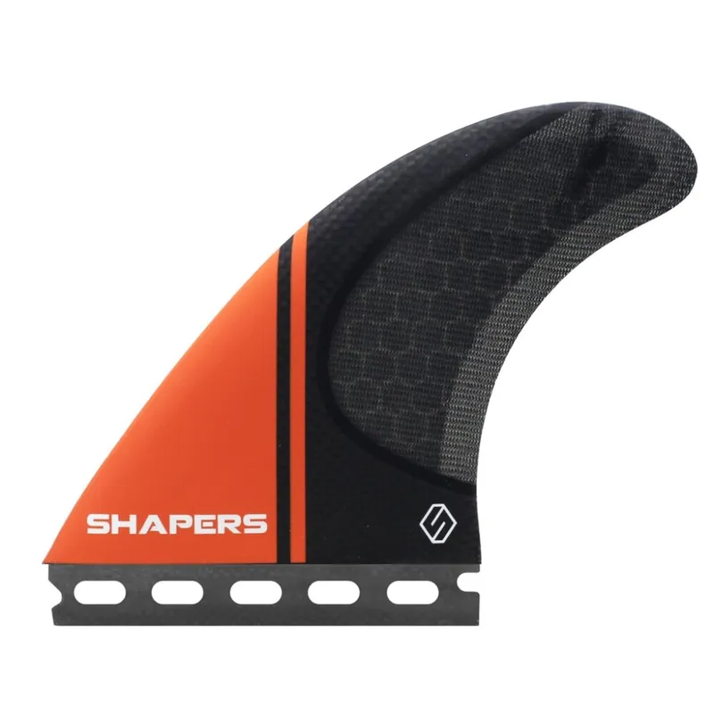 Shapers Fins Medium-Large Stealth Tri-Fin Set Black/Orange Preis Gesenkt