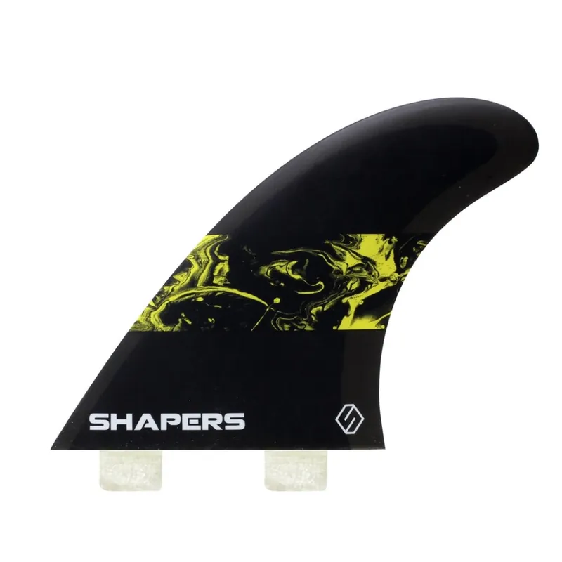 Shapers Fins Medium-Large CoreLite Tri-Fin Set Black/Yellow Neue Kollektion