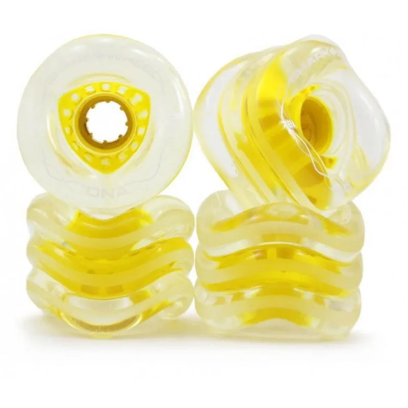 Neu Im Sortiment Shark Wheels DNA ROLL (4er Set) 72mm/ 78a Clear/Yellow Core