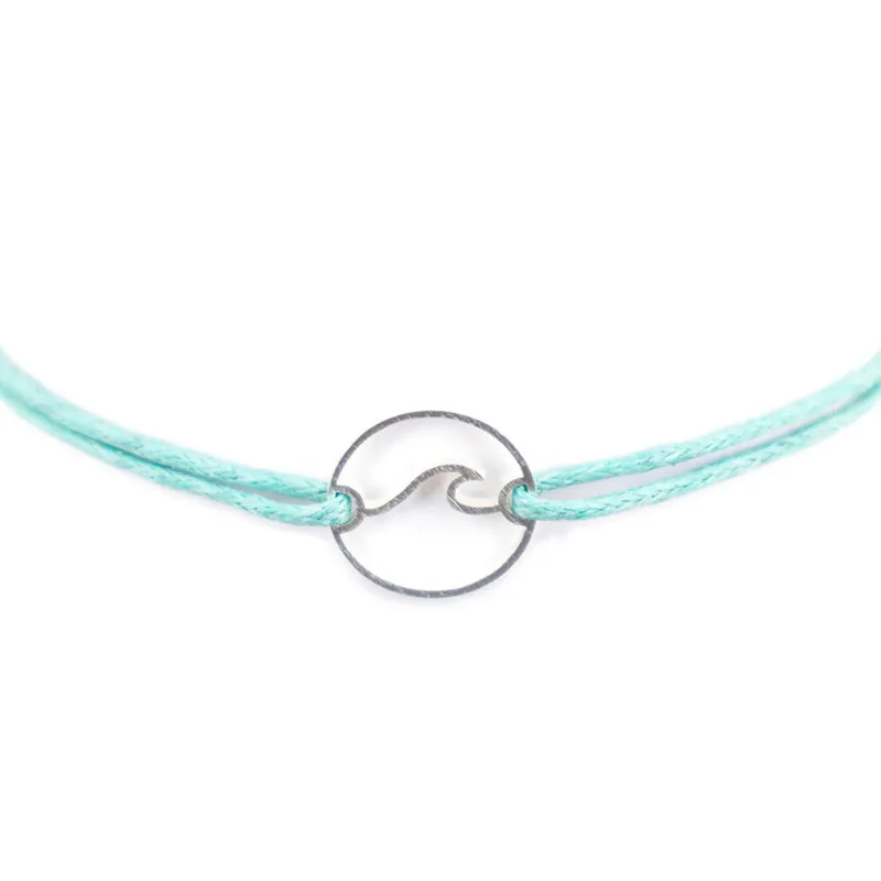 Vintageliebe Armband Stoff Textil Maritim Welle Kreis Silber Türkis Solange Der Vorrat Reicht