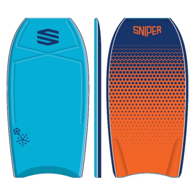 SNIPER Bodyboard Vyrus PE 40 Dots Blau Orange Highlight