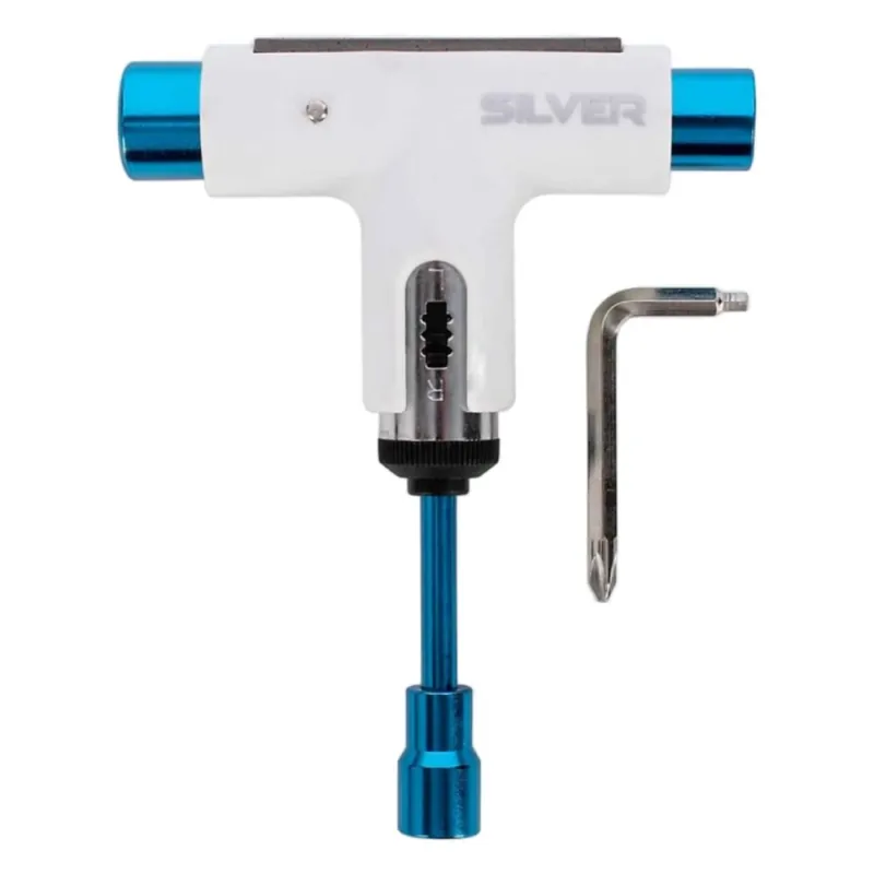 Schneller Versand Silver Skate Longboard Tool White/Blue
