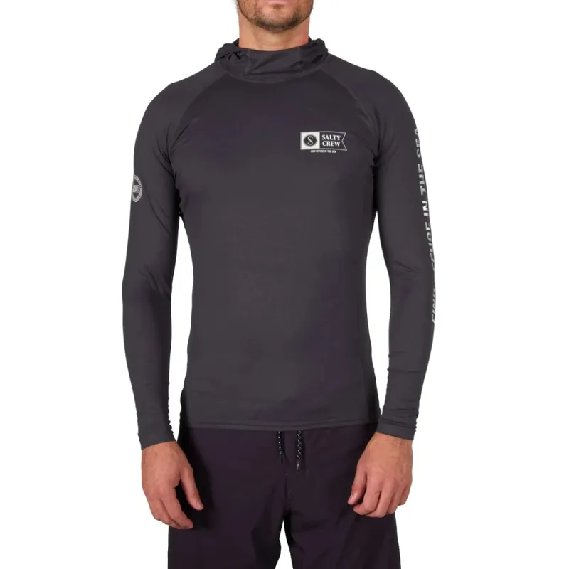 Salty Crew Thrill Seekers Hood Surf Shirt Black L Begrenztes Angebot