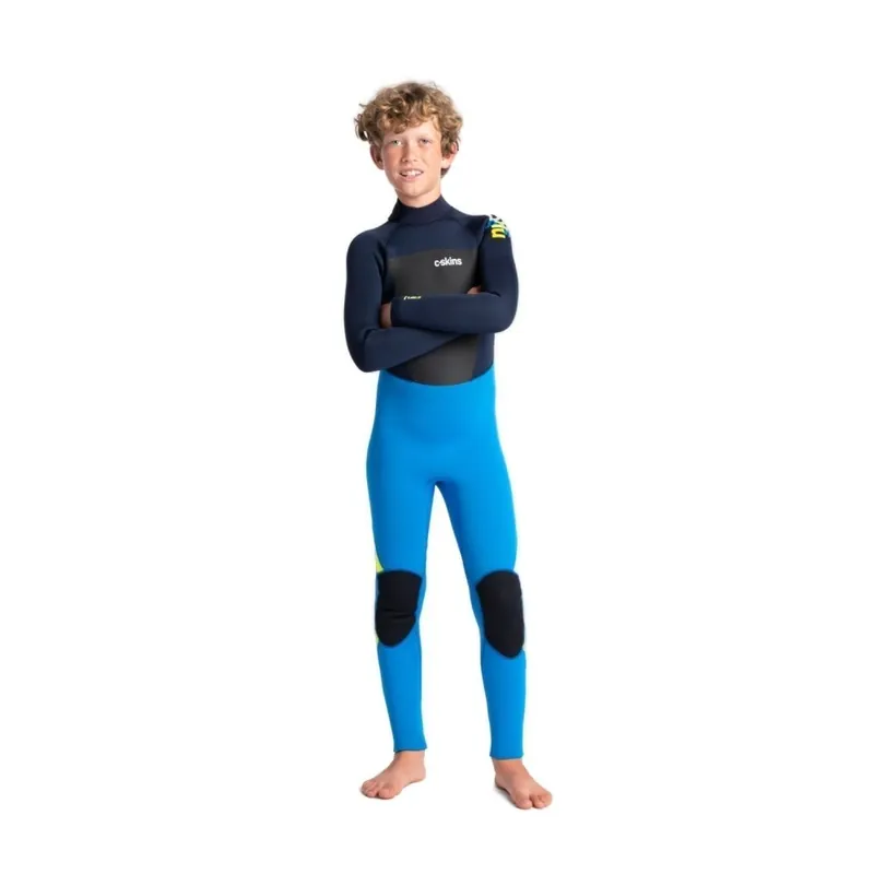 Top-Angebot C-Skins Legend Junior Back Zip Steamer 4/3 Kinder Neoprenanzug Cyan Slate Multi J2XS